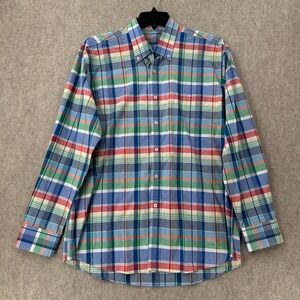 NWT Alan Flusser LG Long Sleeve 100% Cotton Button Casual Multicolor Plaid Shirt